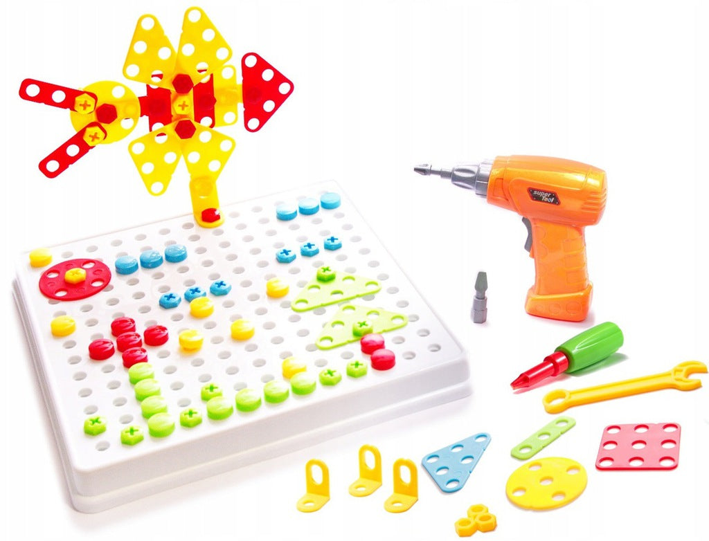 Puzzle Klocki w walizce 6w1+ wkrętarka 261 el.