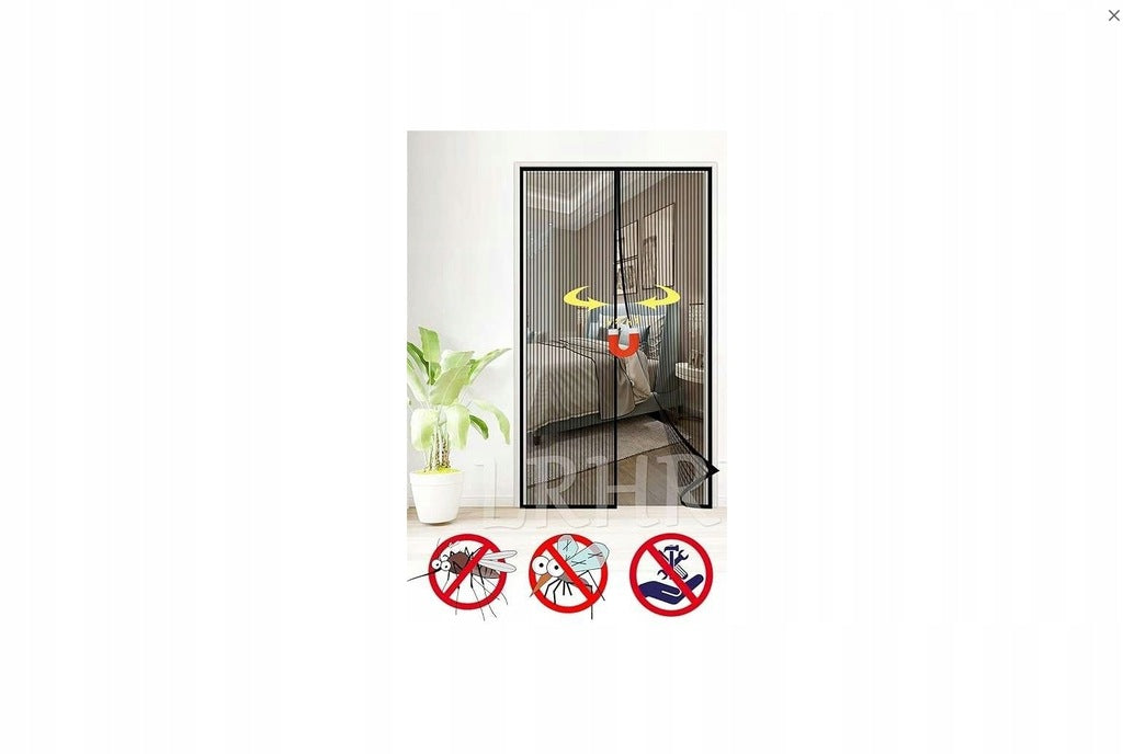 Moskietiera na drzwi balkonowe 70x200cm Zamknięcie magnetyczne Czarna