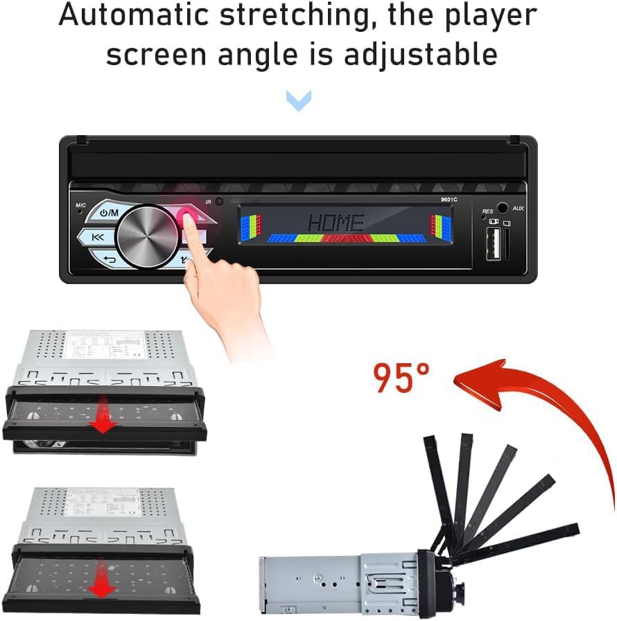 Radio samochodowe AndAuto MP5-C-PLAY 1DIN z wysuwanym ekranem dotykowym