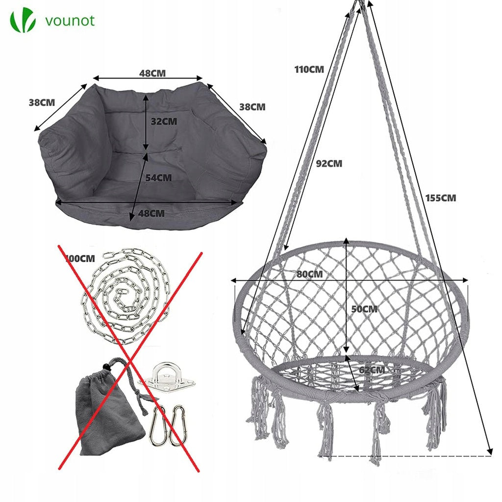 FOTEL WISZĄCY HUŚTAWKA VOUNOT 80 CM 120 KG