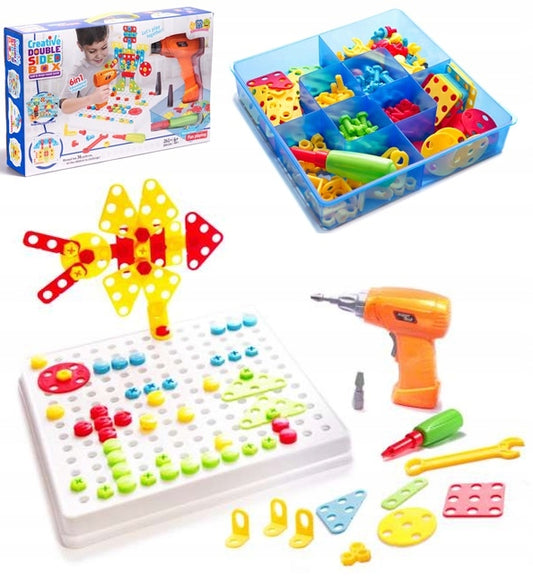 Puzzle Klocki w walizce 6w1+ wkrętarka 261 el.