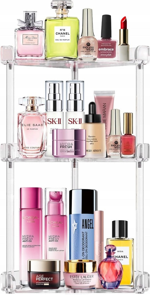 Organizer na kosmetyki perfumy toaletka akrylowa narożna 24x24x47 cm
