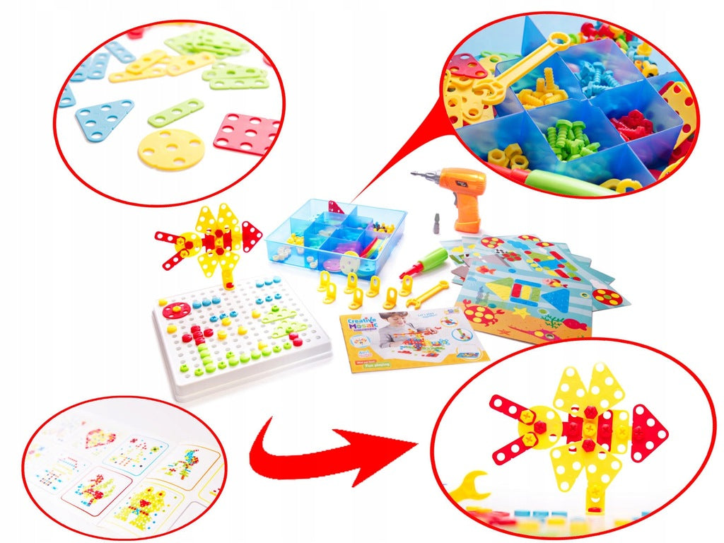 Puzzle Klocki w walizce 6w1+ wkrętarka 261 el.