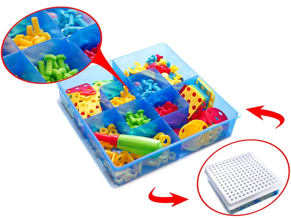 Puzzle Klocki w walizce 6w1+ wkrętarka 261 el.