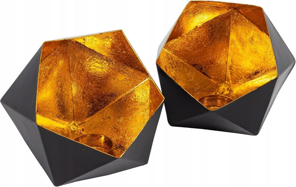Świeczniki dekoracyjne na tealight metalowe Ø15 x 14cm 2szt