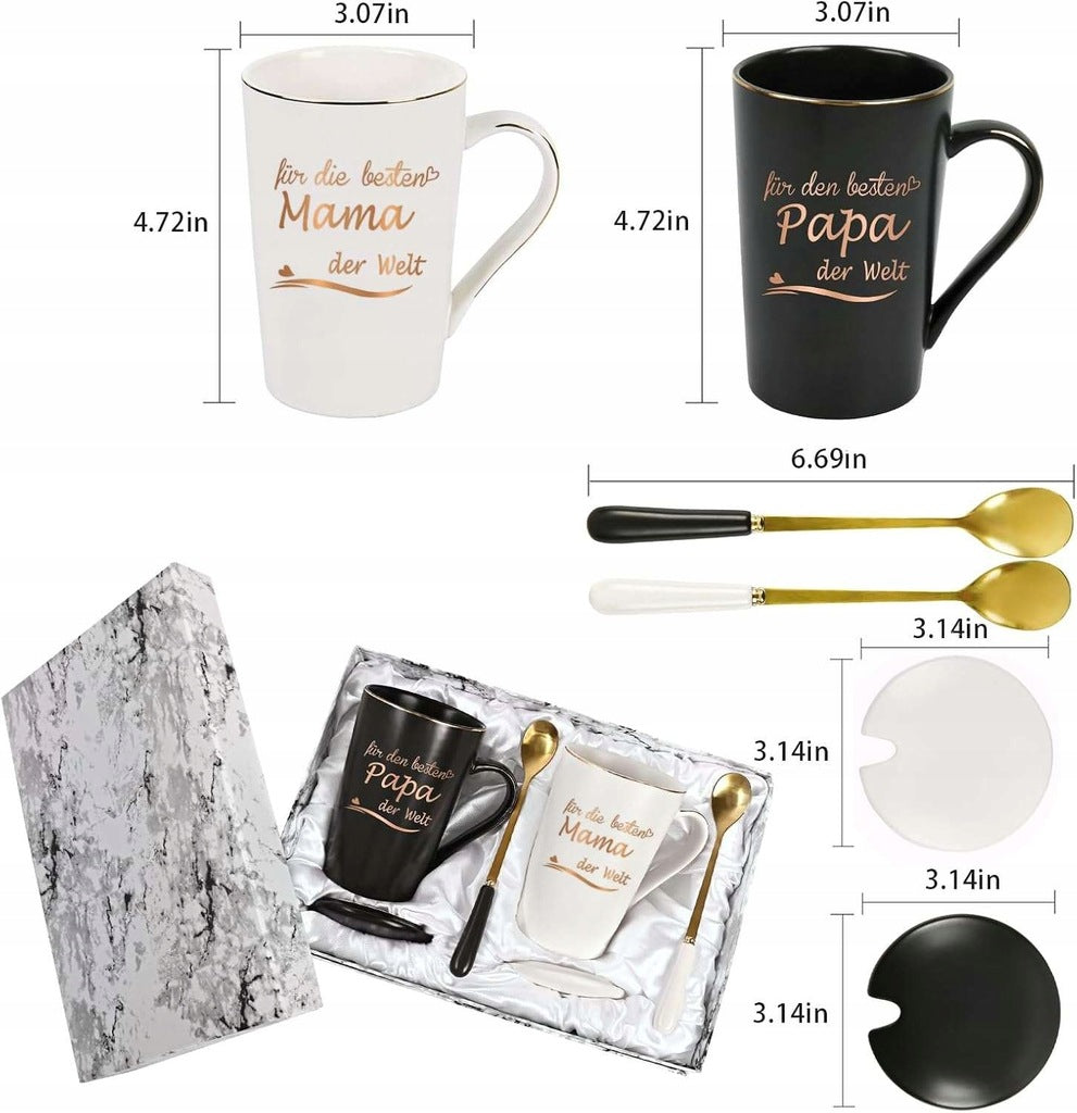Kubki ceramiczne z pokrywką prezent dla mamy i taty 400 ml j. niemiecki