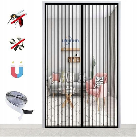 Moskietiera na drzwi balkonowe 70x200cm Zamknięcie magnetyczne Czarna