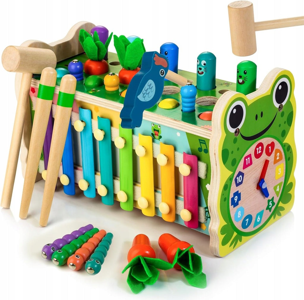 Zabawki drewniane rozwojowe Montessori wielofunkcyjna skrzynka na zabawki
