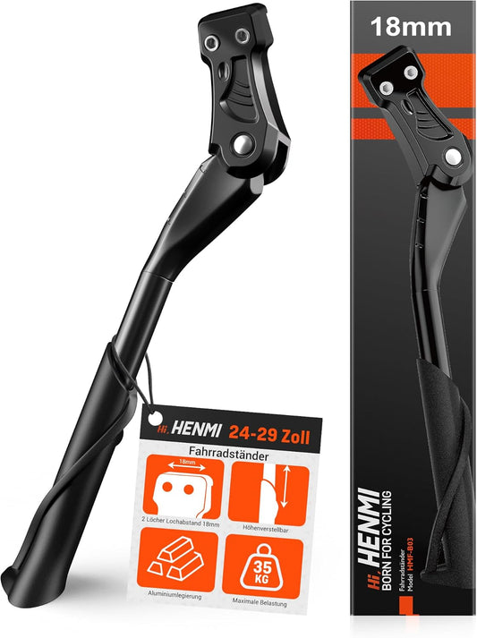 HENMI Stopka rowerowa 29cm-35cm 24-29", stojak na rowery z 2 otworami 18mm