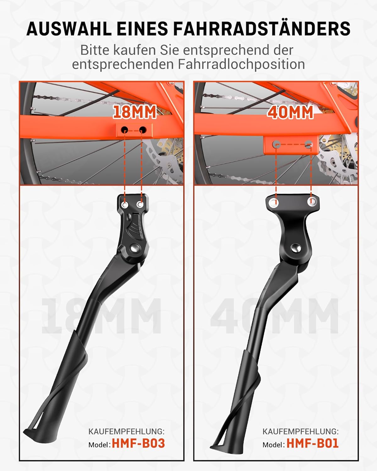 HENMI Stopka rowerowa 29cm-35cm 24-29", stojak na rowery z 2 otworami 18mm