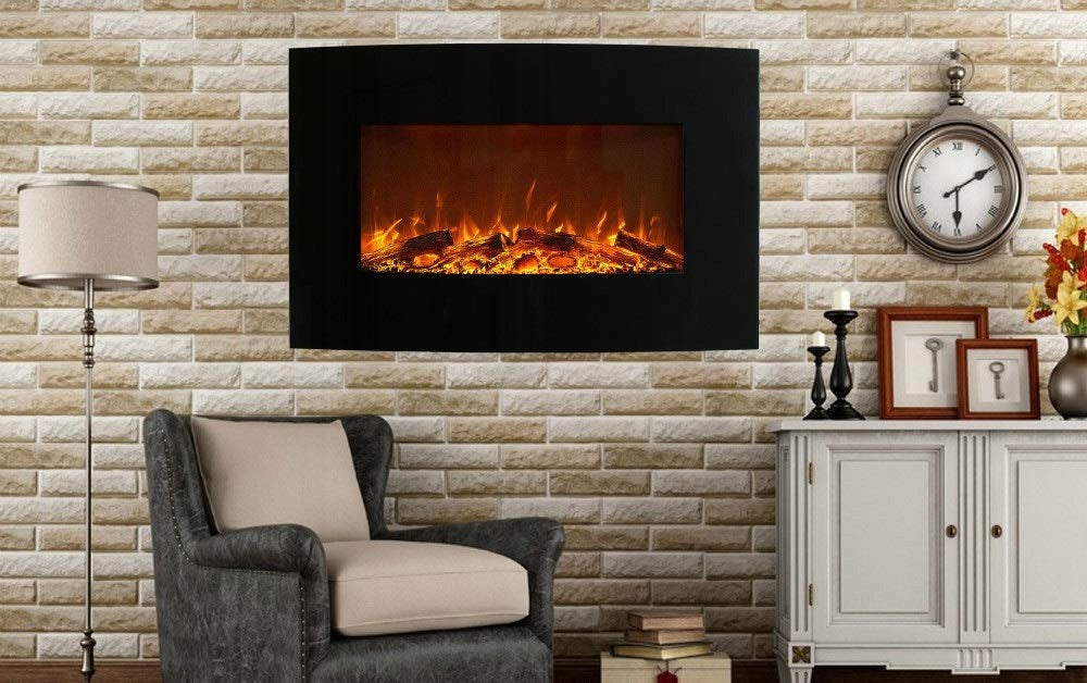 KOMINEK ŚCIENNY Z FUNKCJĄ GRZEWCZĄ ELEKTRYCZNY CZARNY 2000 W 1 X 1 X 1 CM